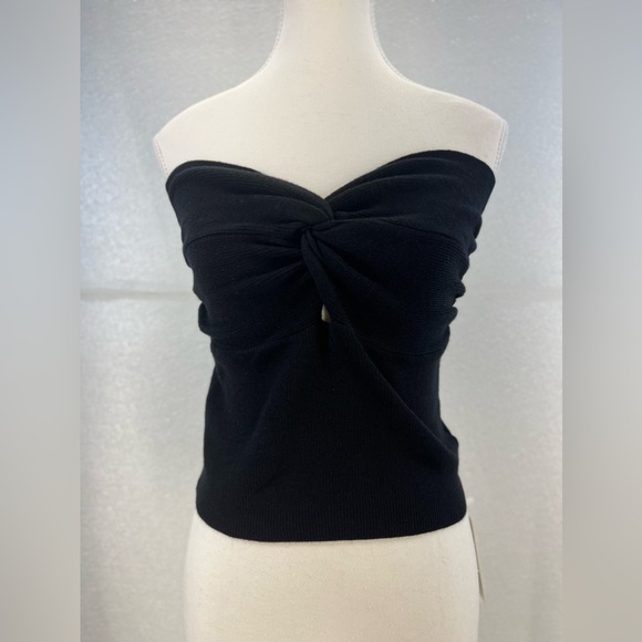 Tube Tops Going Out Cut Out Twist Knot Front Bandeau Ribbed Knit Y2K Strapless L - Picture 6 of 16